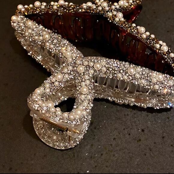 💞Clear Large Pearl Jaw Hair Clips - Picture 3 of 7